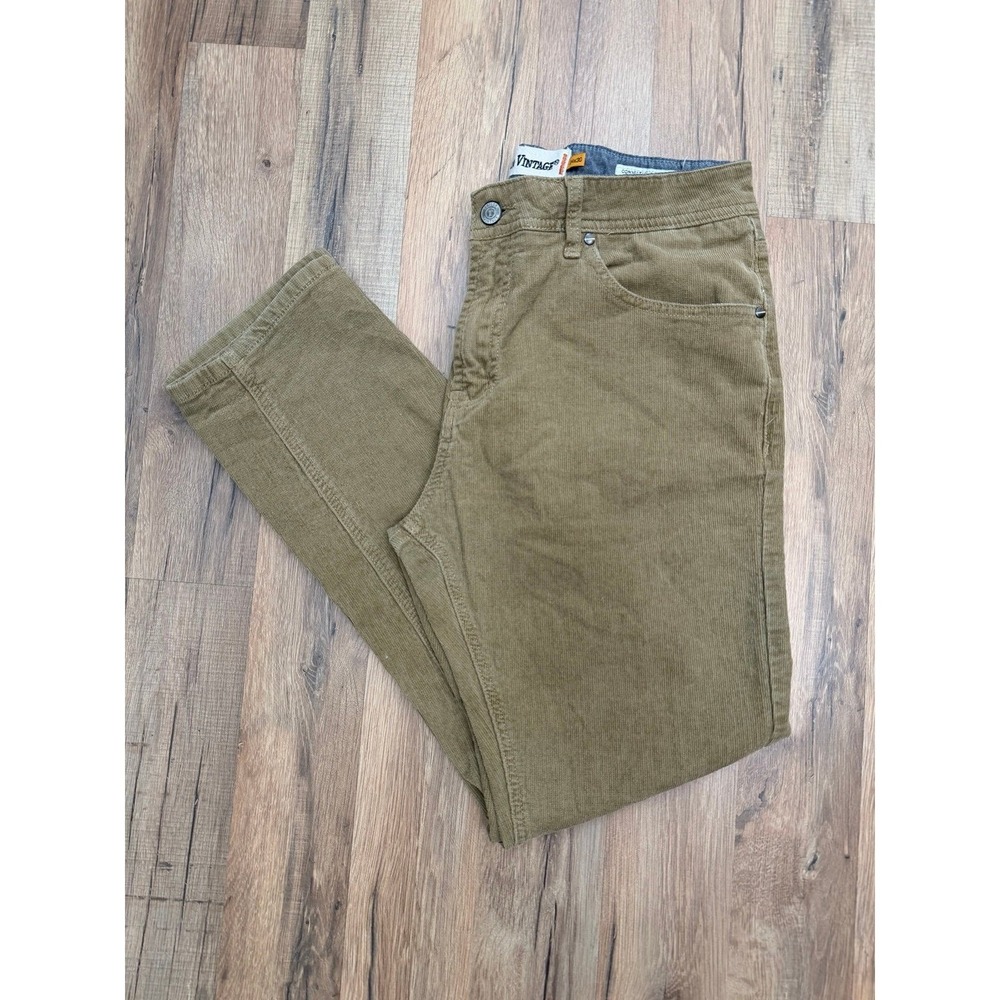 Tailor Vintage Corduroy Pants Olive Green Slim Fit‎ Men's 34x30